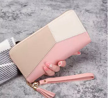 Women’s Zip-Around Wristlet Wallet – Two-Tone Design
