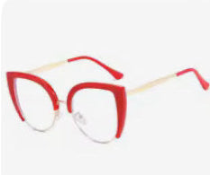 Red cat-eye glasses on a white background