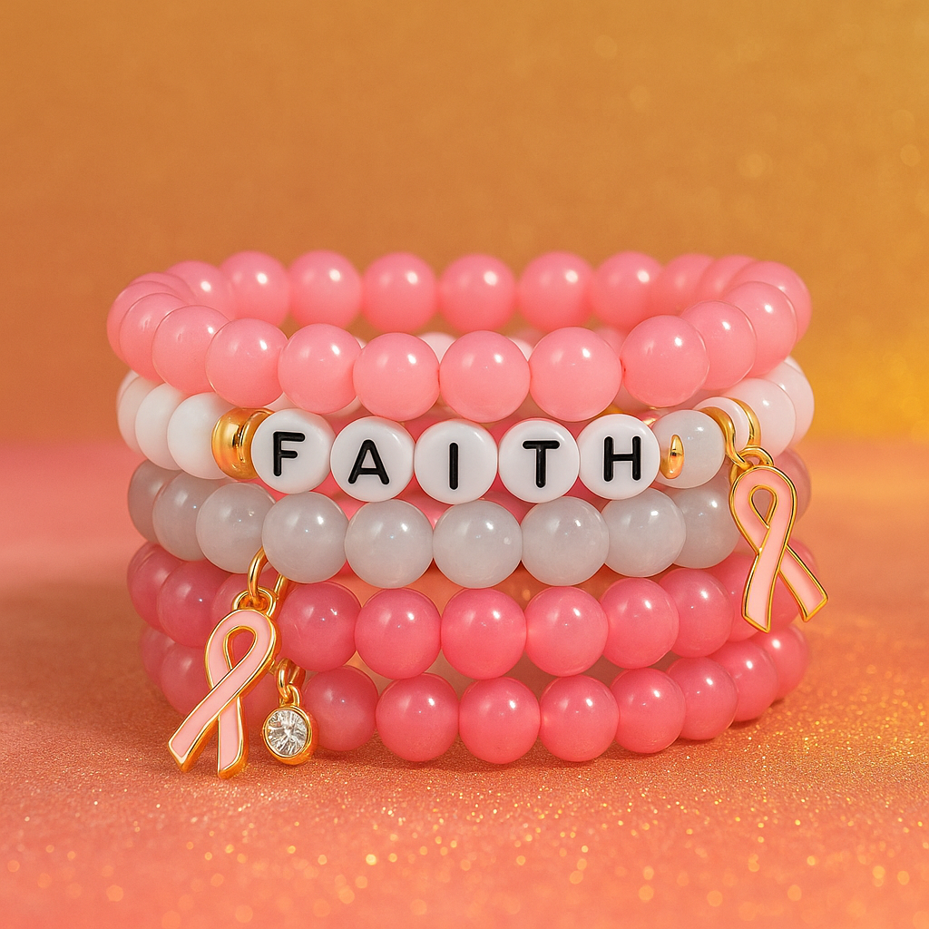 Breast Cancer Awareness: Faith • Hope • Strength Bracelet Sets