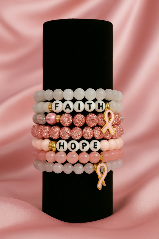 Breast Cancer Awareness Faith • Hope • Strength Bracelet Sets